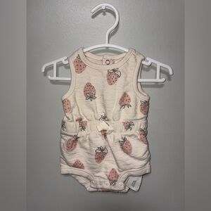 Little planet by carters cream strawberries organic cotton romper sleeveless NB